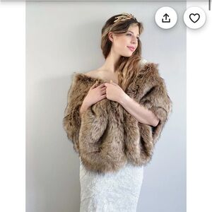 Brown fur bridal wrap